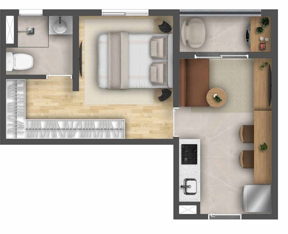 Planta 01 - 1 dorm 29,48m