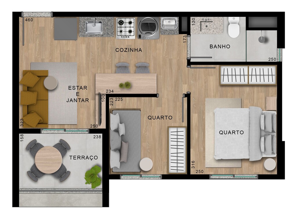 Planta 08 - 2 dorm 37,78m