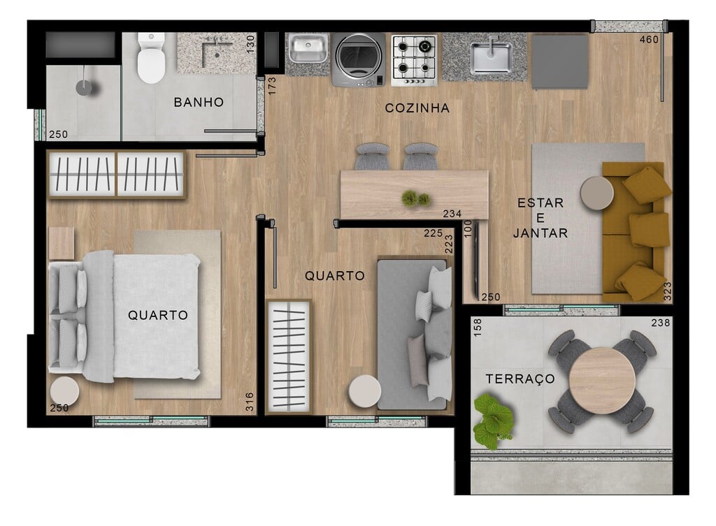 Planta 07 - 2 dorm 37,75m
