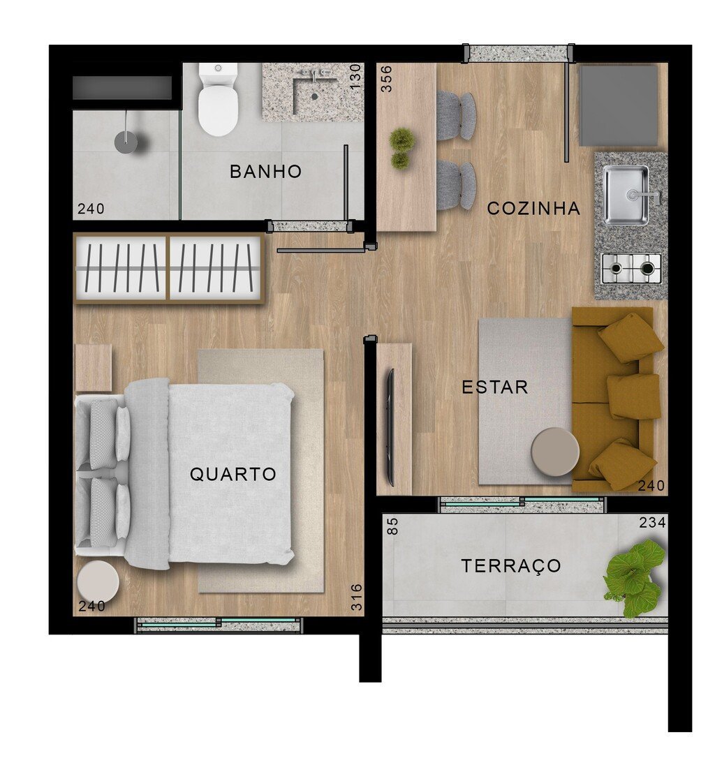 Planta 05 - 1 dorm 24,46m