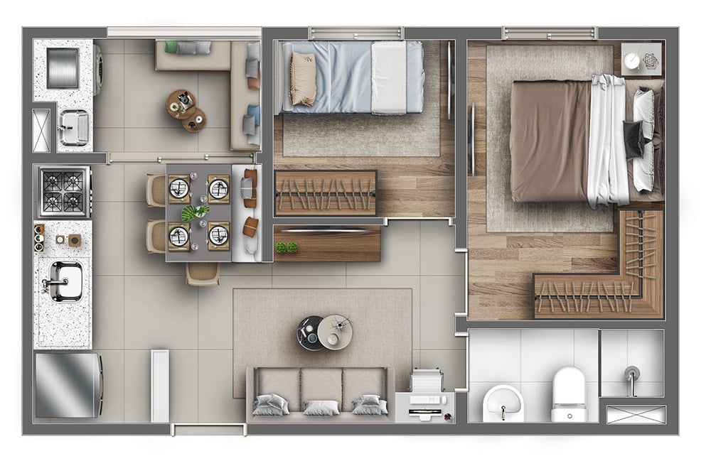 Planta 03 - 2 dorm 38 11m