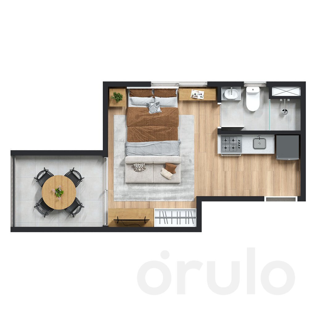 Planta 02 - 1 dorm 24m - studio