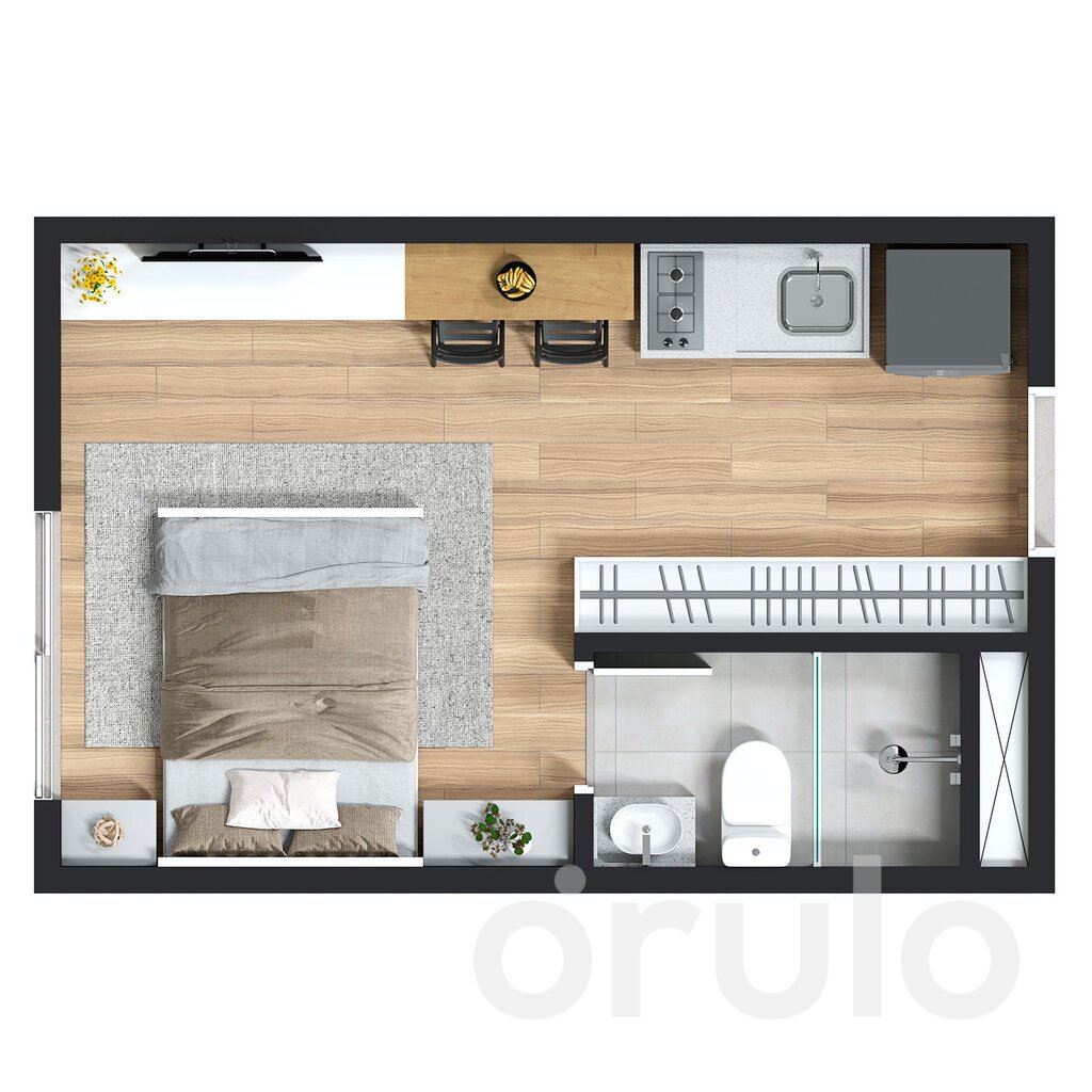 Planta 01 - 1 dorm 18m - studio