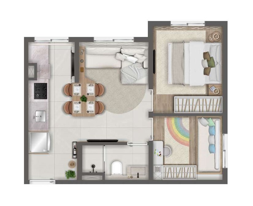 Planta 04 - 2 dorm 35m