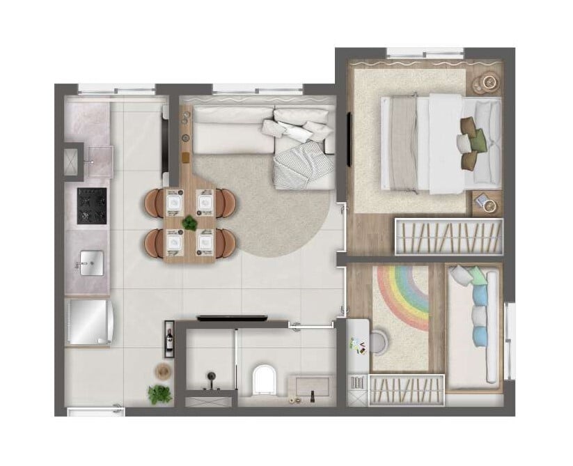 Planta 04 - 2 dorm 35m