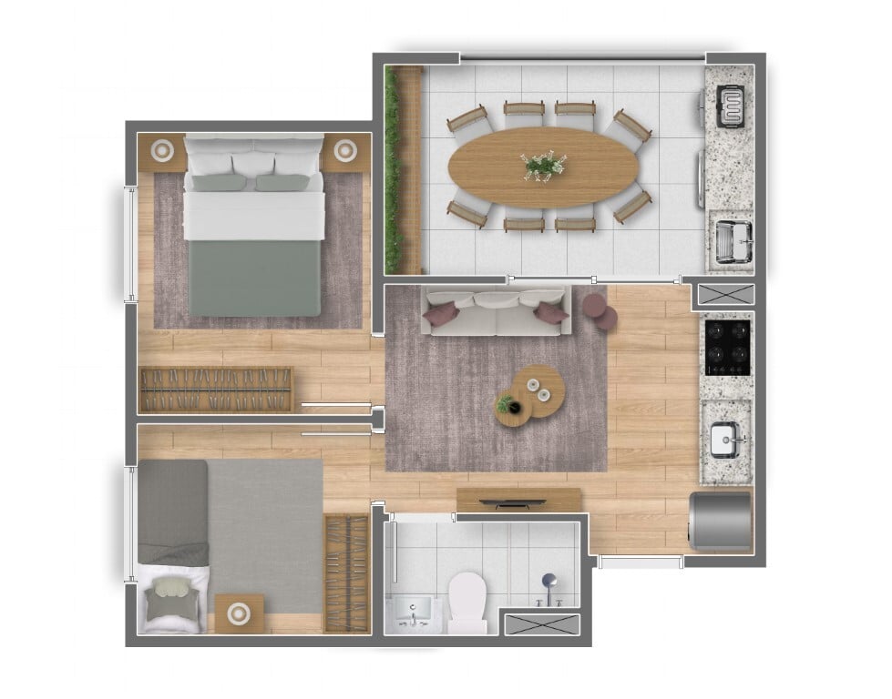 Planta 04 - 3 dorm 37m