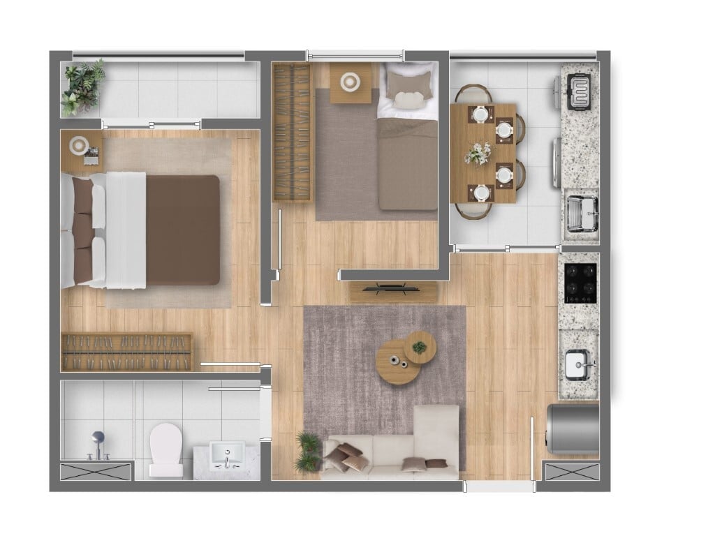 Planta 03 - 2 dorm 35m