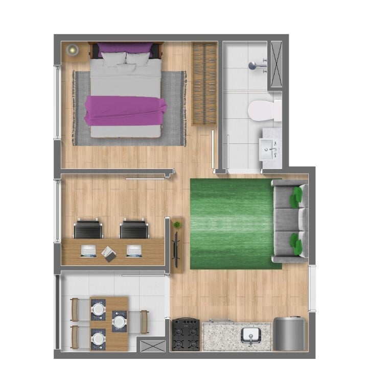 Planta 03 - 1 dorm 28m - opo
