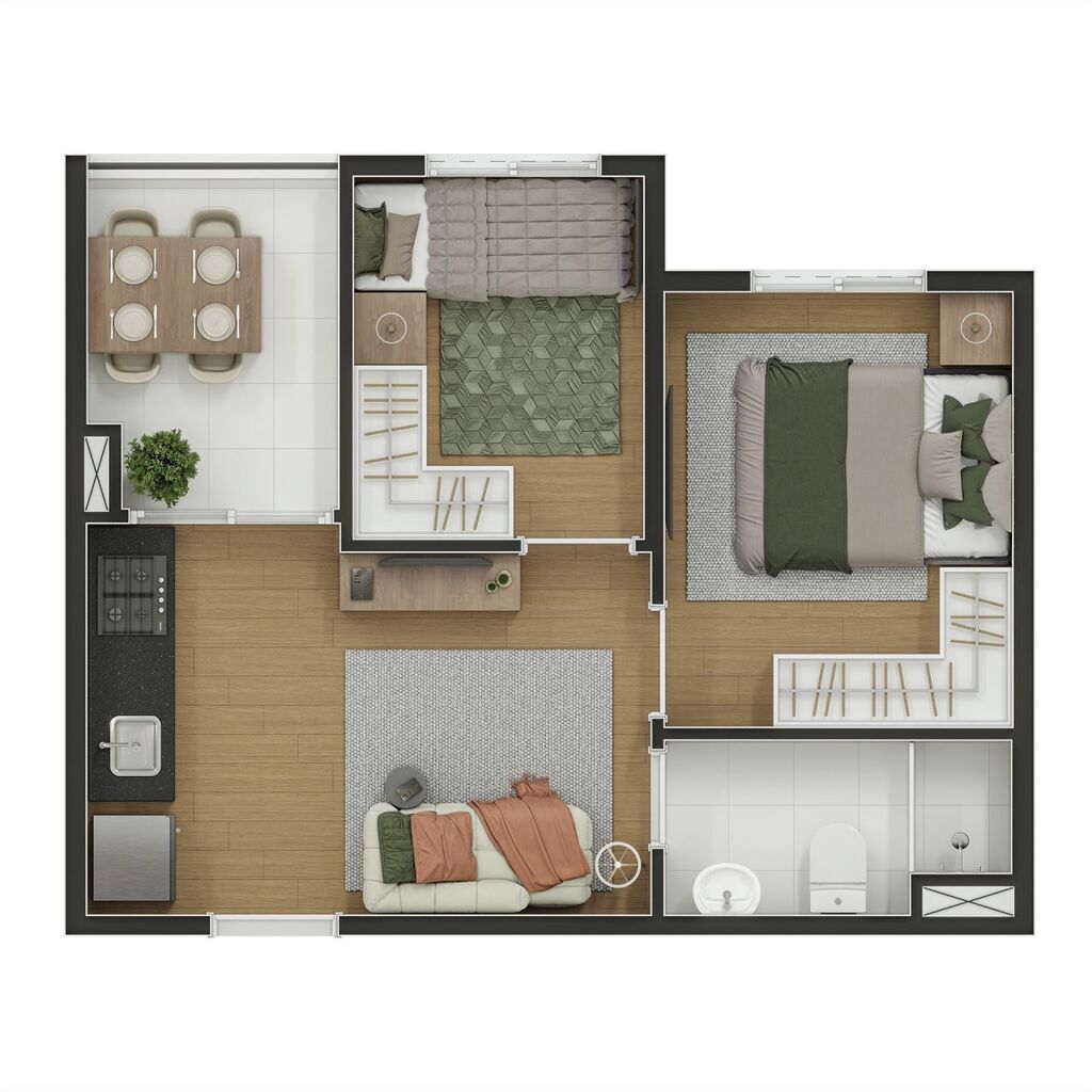 Planta 3 - 2 dorm 33,5m