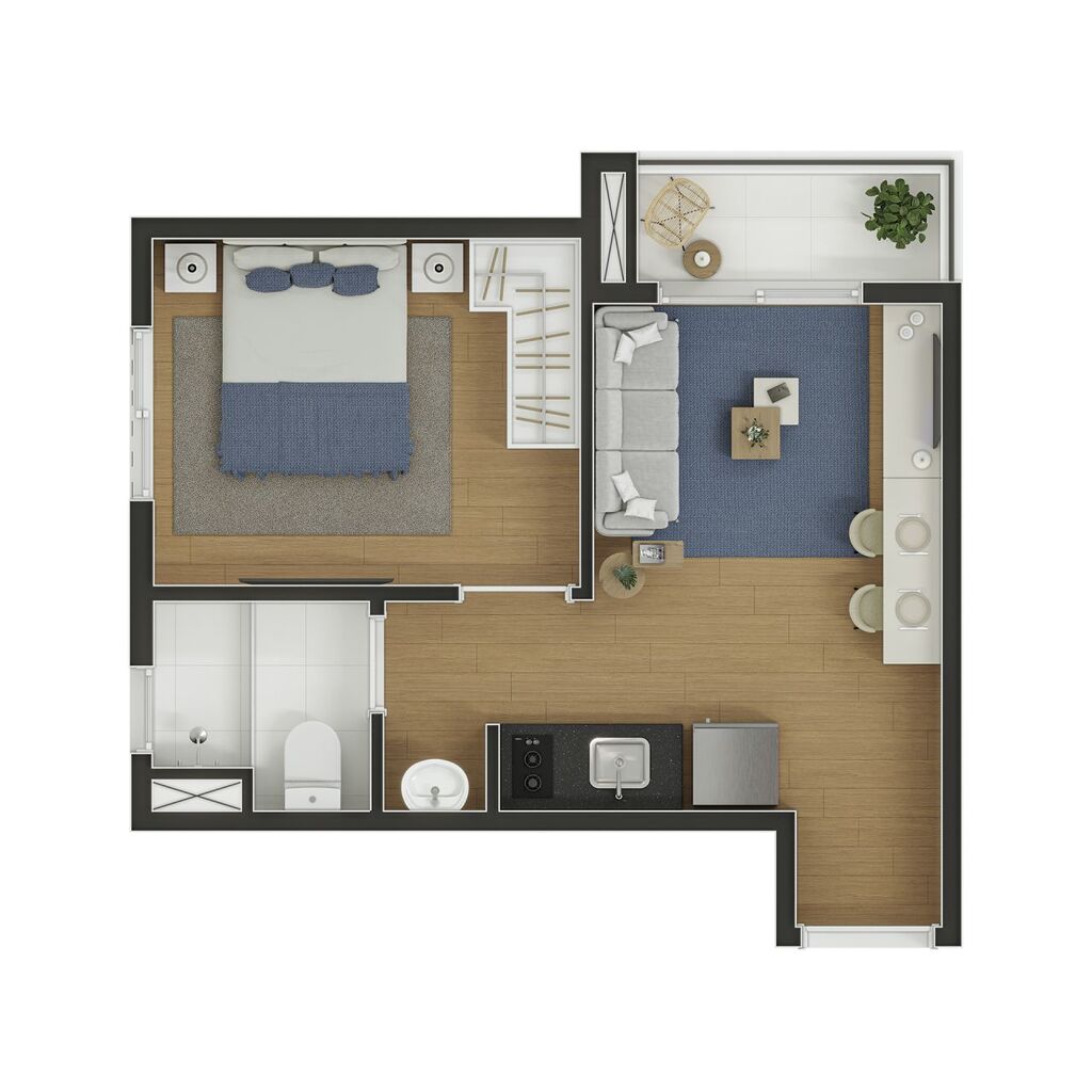 Planta 01 - 1 dorm 24m