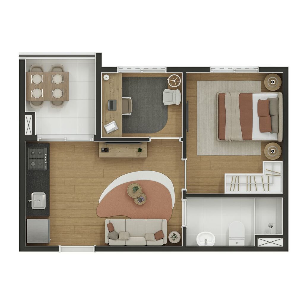 Planta 2 - 1 dorm Office - 30m