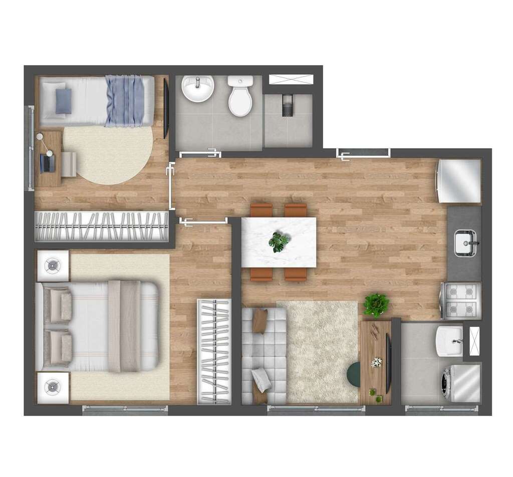 Planta 05 - 2 dorm 37m