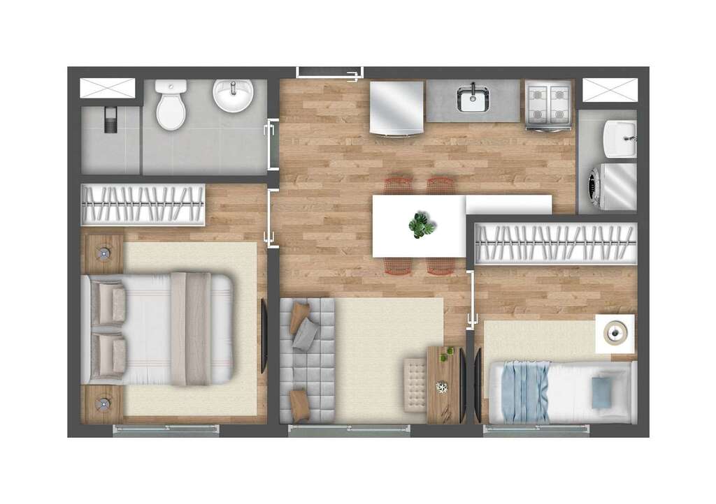 Planta 03 - 2 dorm 34m