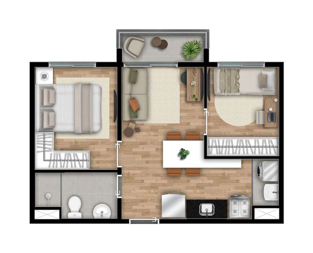 Planta 06 - 2 dorm 37m