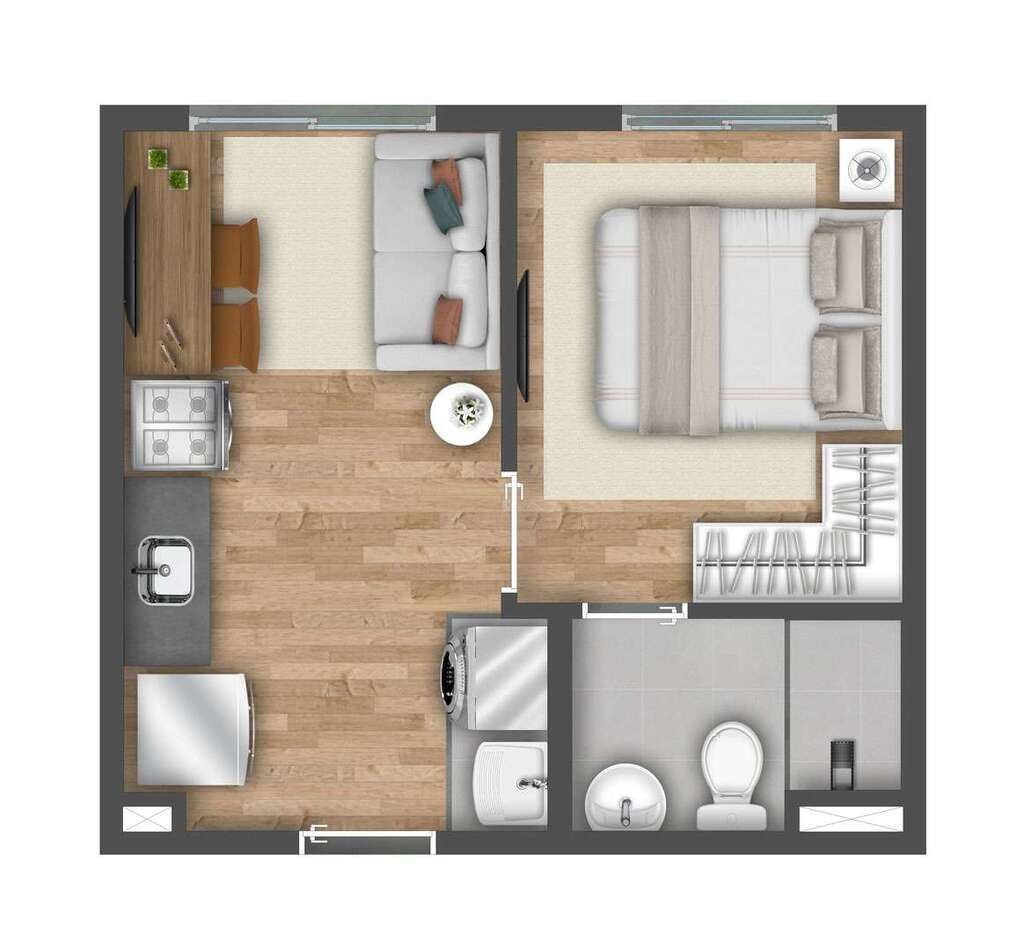 Planta 01 - 1 dorm 24m
