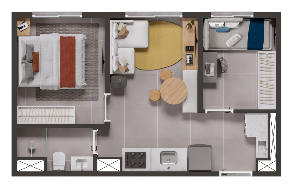 Planta 01 - 2 dorm 31,22m