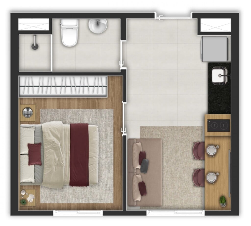 Planta 01 - 1 dorm 24m