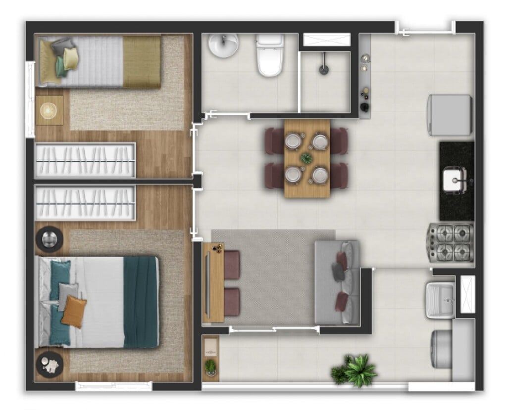 Planta 04 - 2 dorm 38m
