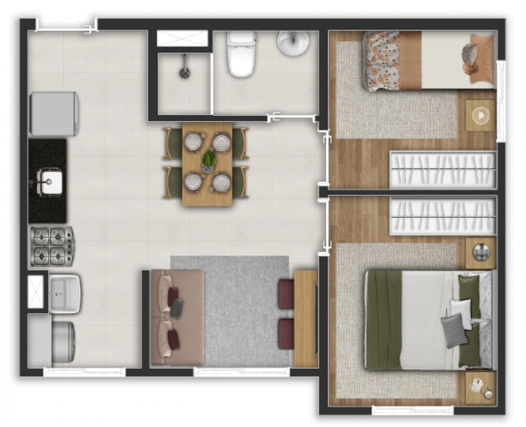 Planta 03 - 2 dorm 36m