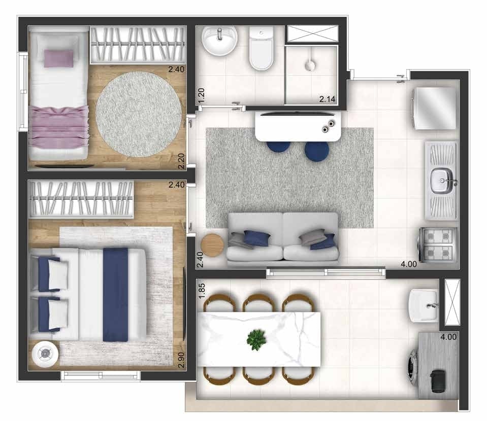 Planta 06 - 2 dorm 37m