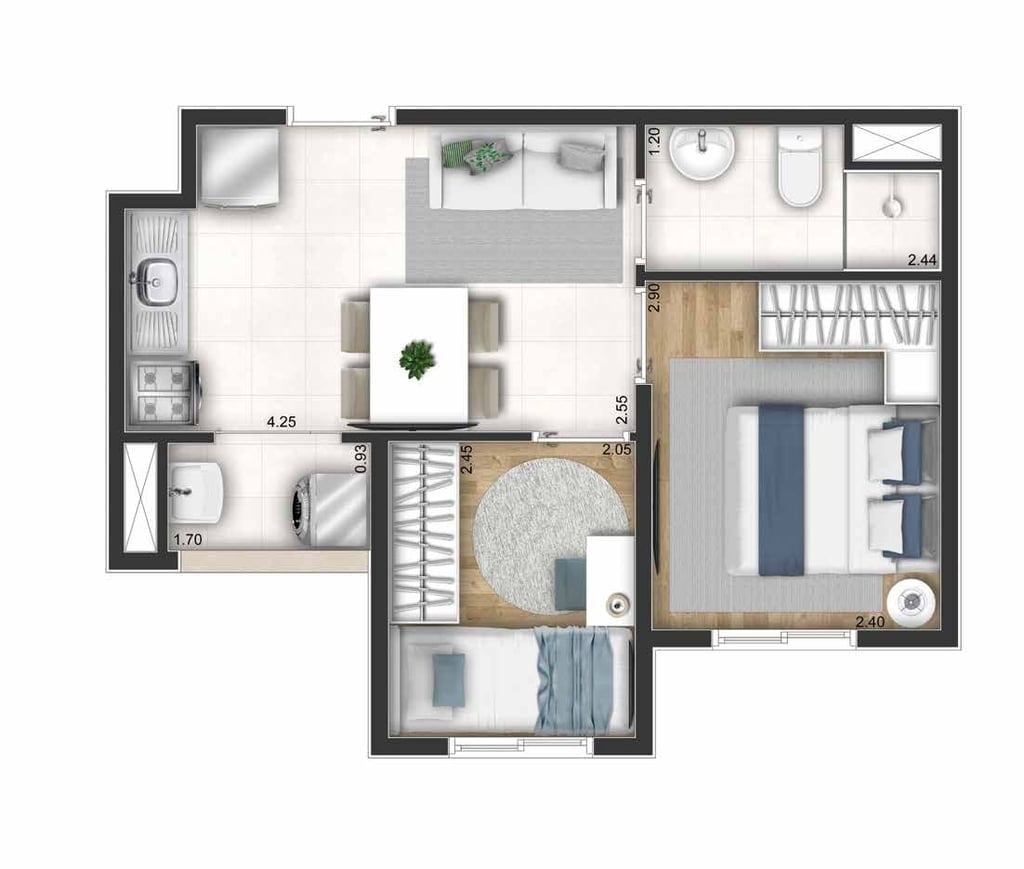 Planta 02 - 2 dorm 31m