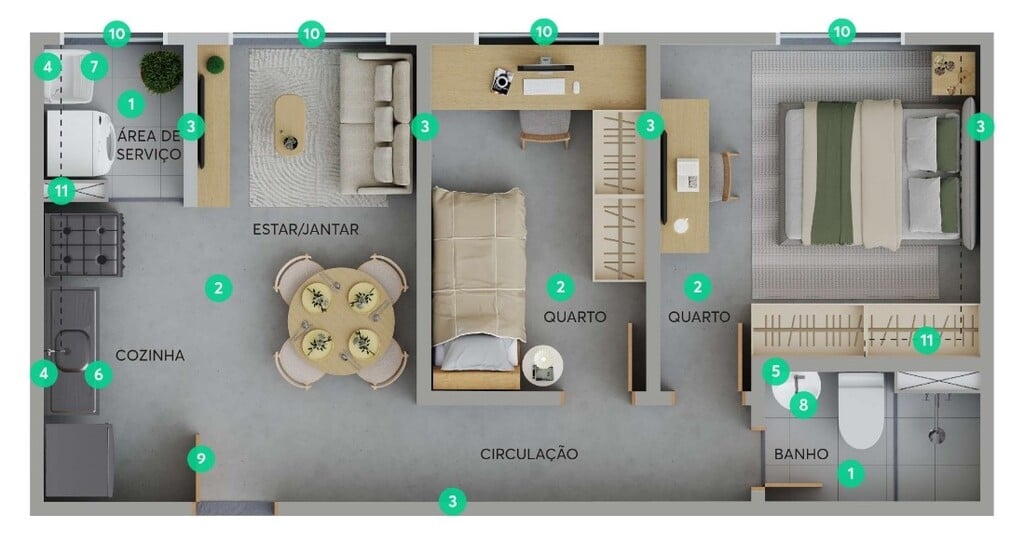 Planta 02 - 2 dorm 40m