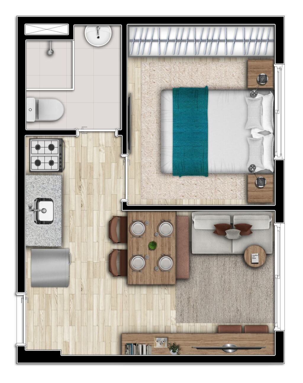 Planta 01 - 1 dorm 25,26m