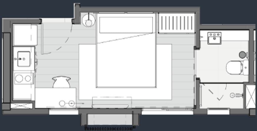 Planta 01 - 1 dorm 18m - studio