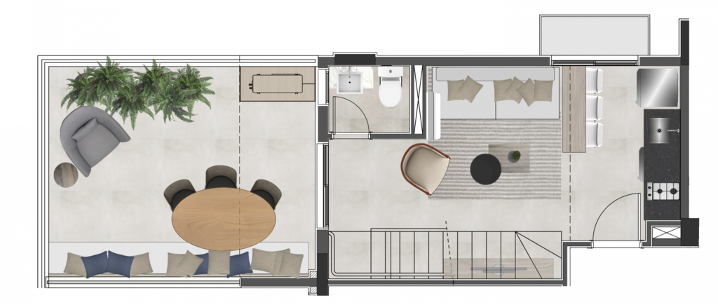 Planta 04 - 1 dorm 62m - duplex inferior