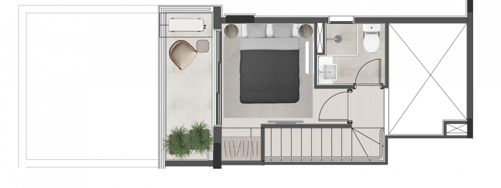 Planta 05 - 1 dorm 62m - duplex superior