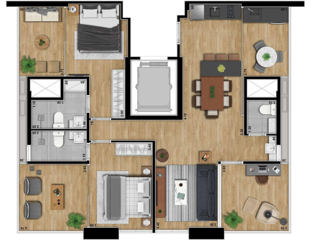 Planta 04 - 2 dorm 91m - opo