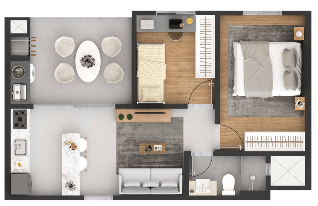 Planta 03 - 2 dorm 47,12m