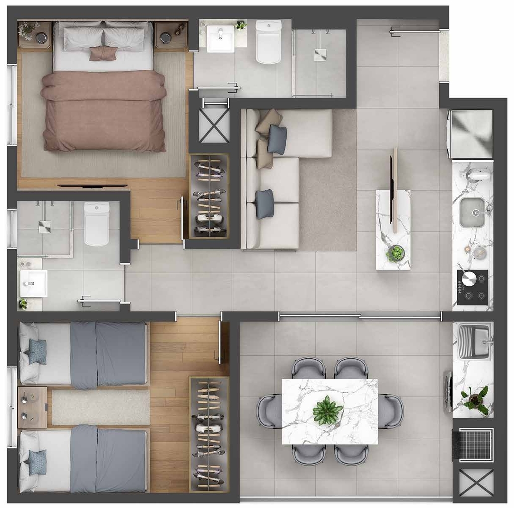 Planta 07 - 2 dorm 50,92m