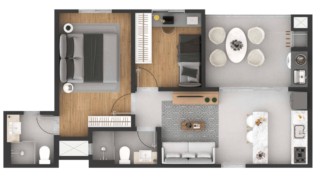 Planta 08 - 2 dorm 51,29m