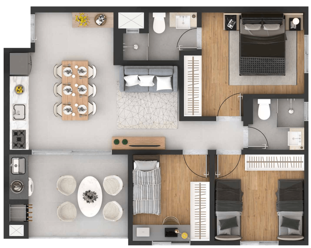 Planta 10 - 3 dorm 62,16m