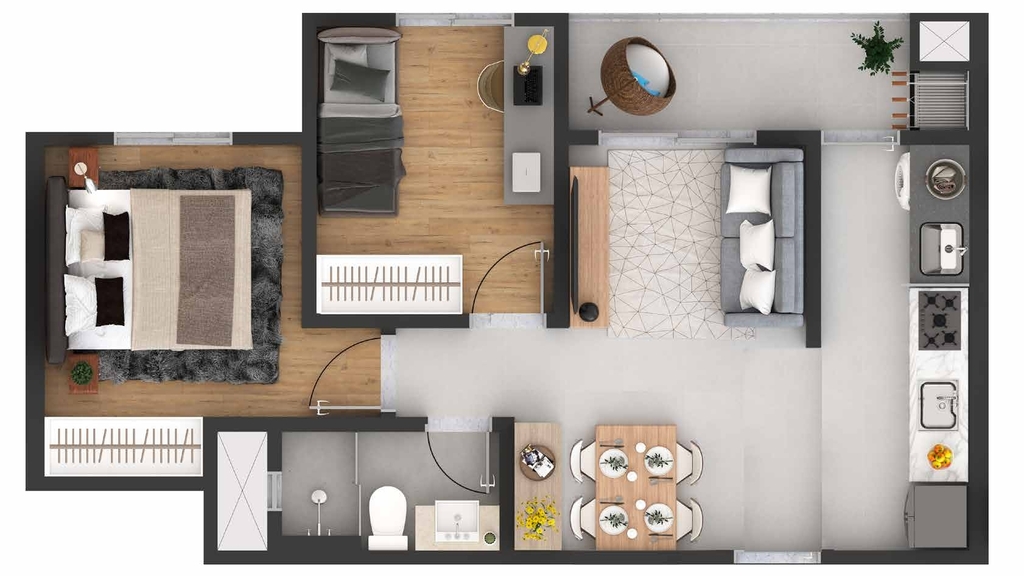 Planta 04 - 2 dorm 47,36m