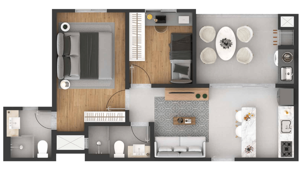 Planta 08 - 2 dorm 51,29m