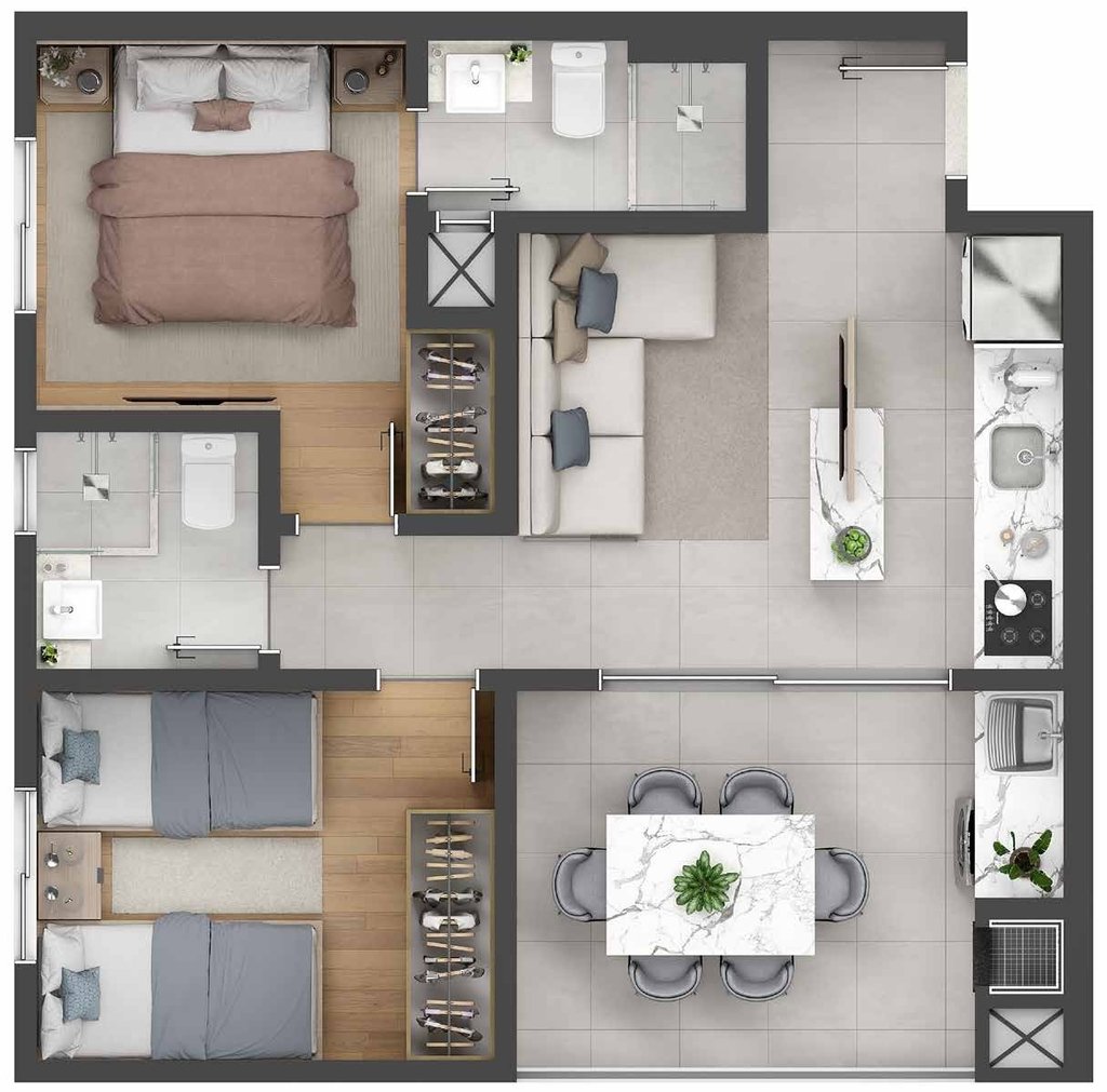 Planta 07 - 2 dorm 50,92m
