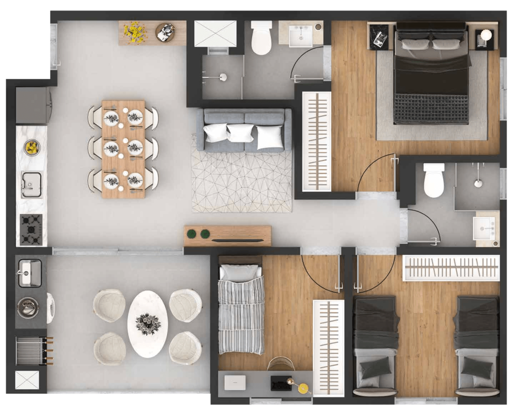 Planta 10 - 3 dorm 62,16m