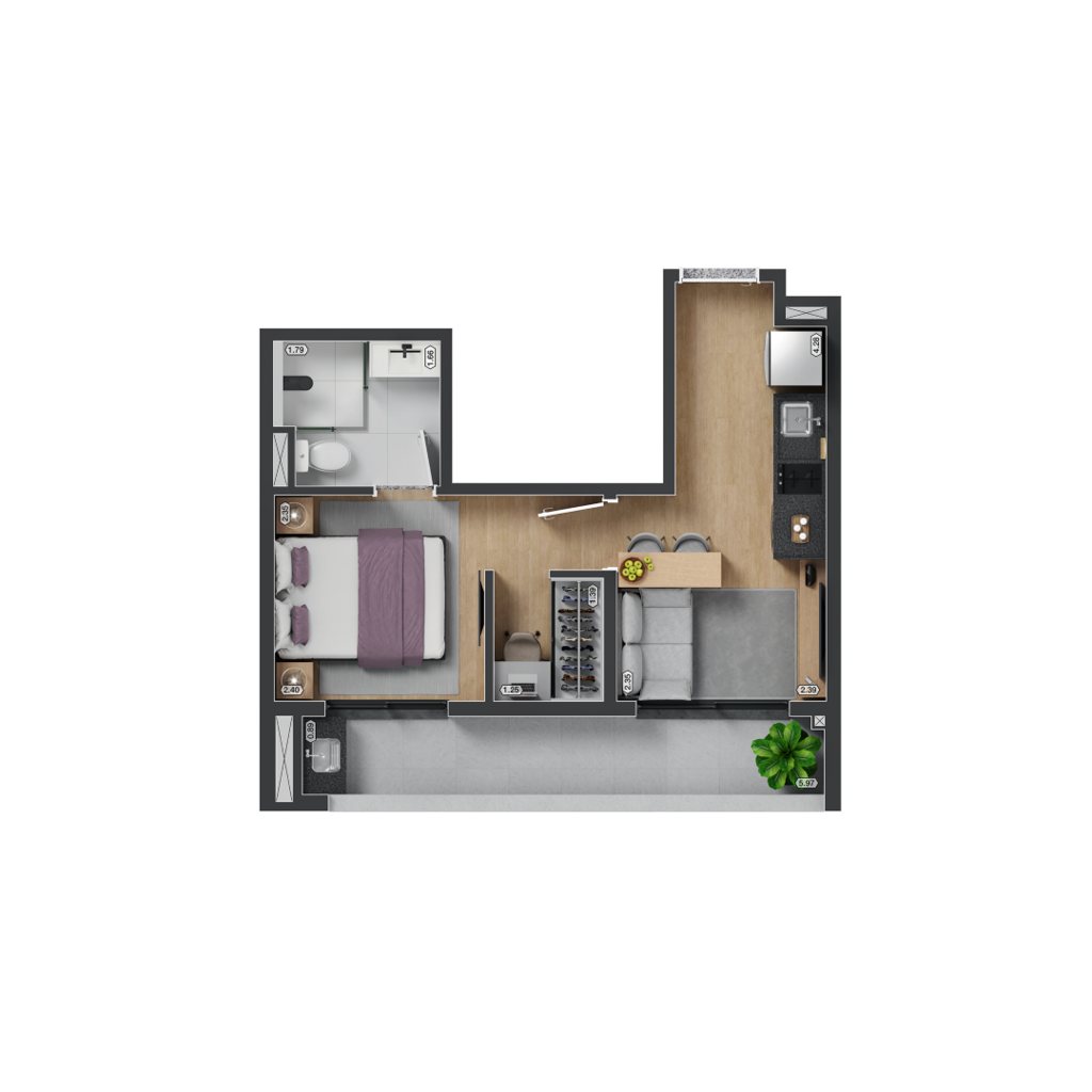 Planta 04 - 1 dorm 32,01m