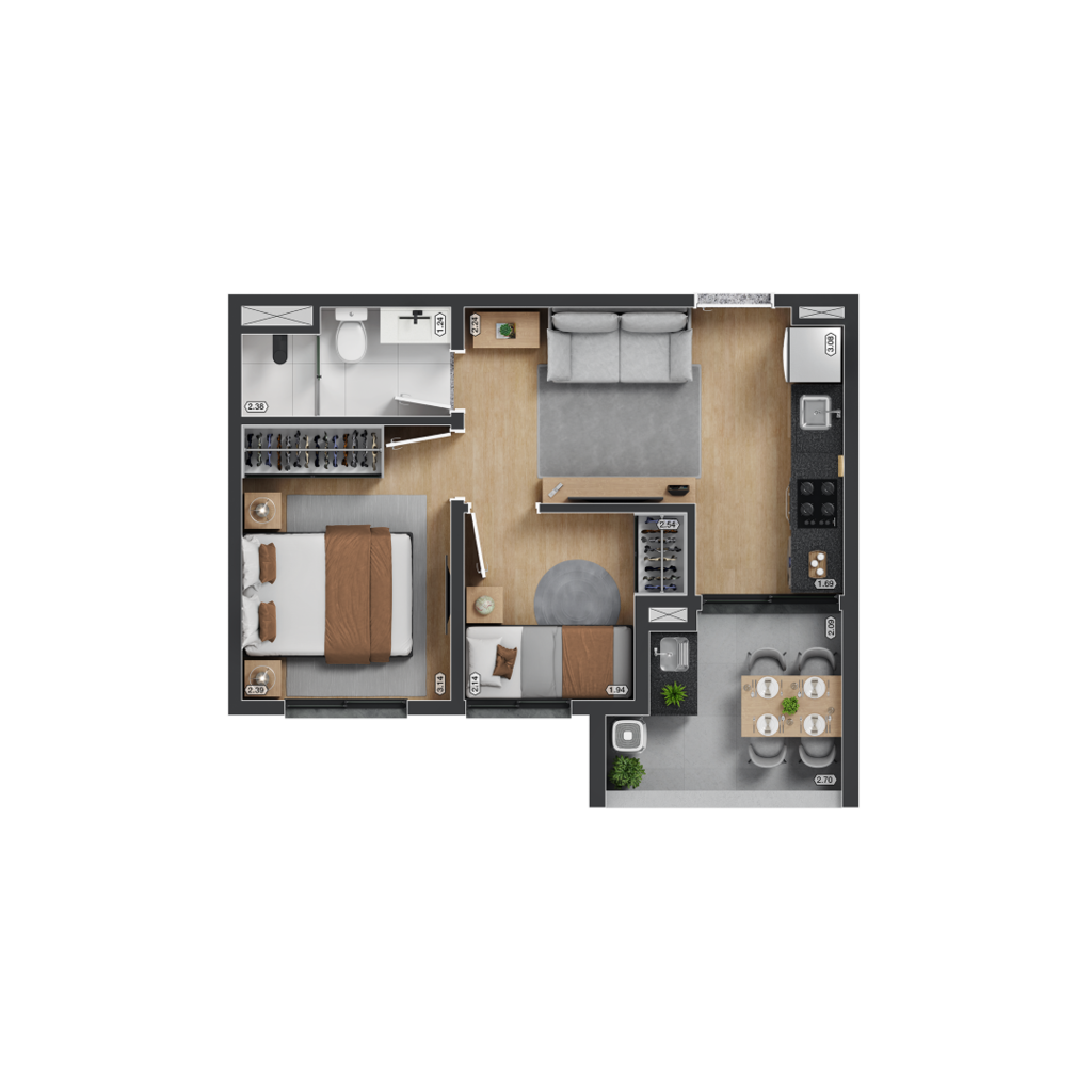 Planta 06 - 2 dorm 36,89m