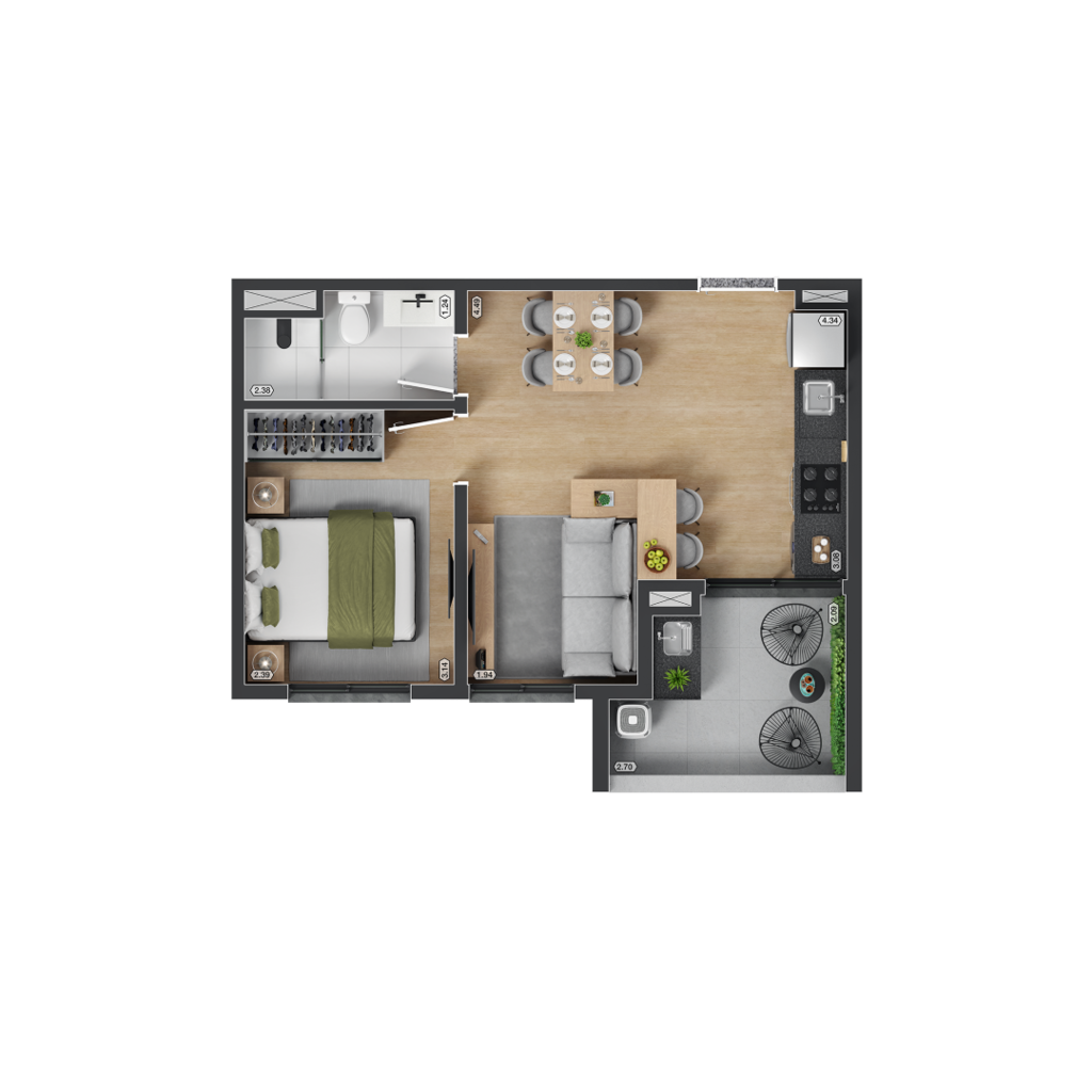 Planta 07 - 1 dorm 36,89m - opo