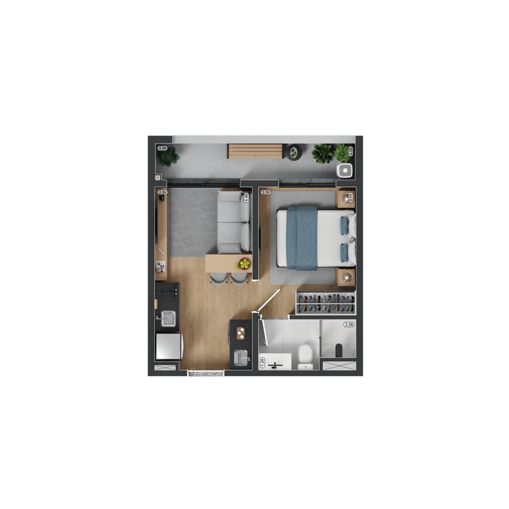 Planta 03 - 1 dorm 30,18m