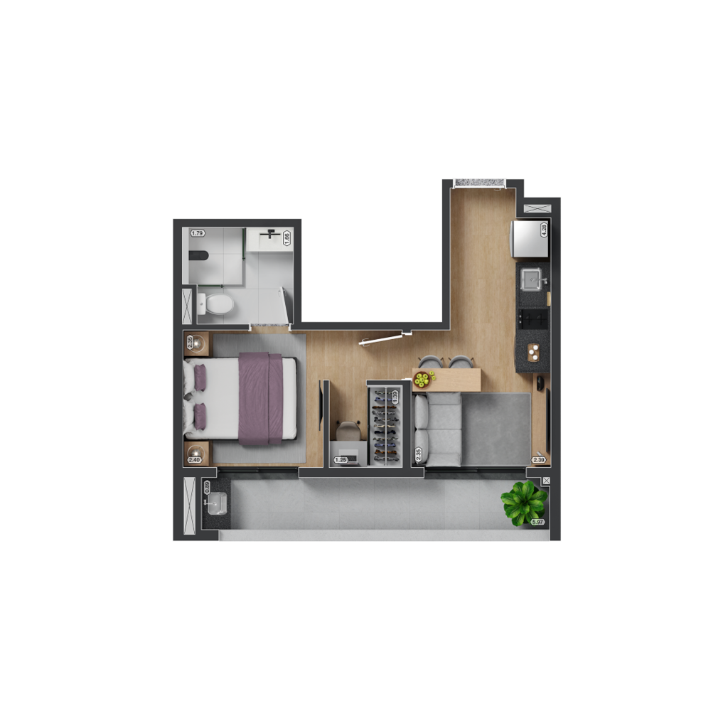 Planta 04 - 1 dorm 32,01m