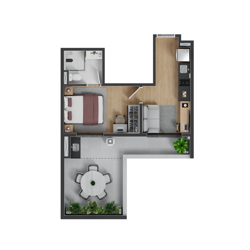 Planta 10 - 1 dorm 42,33m - garden