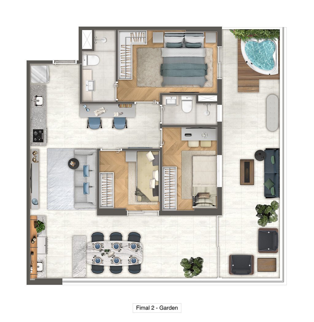 Planta 10 - 3 dorm 91,50m - garden
