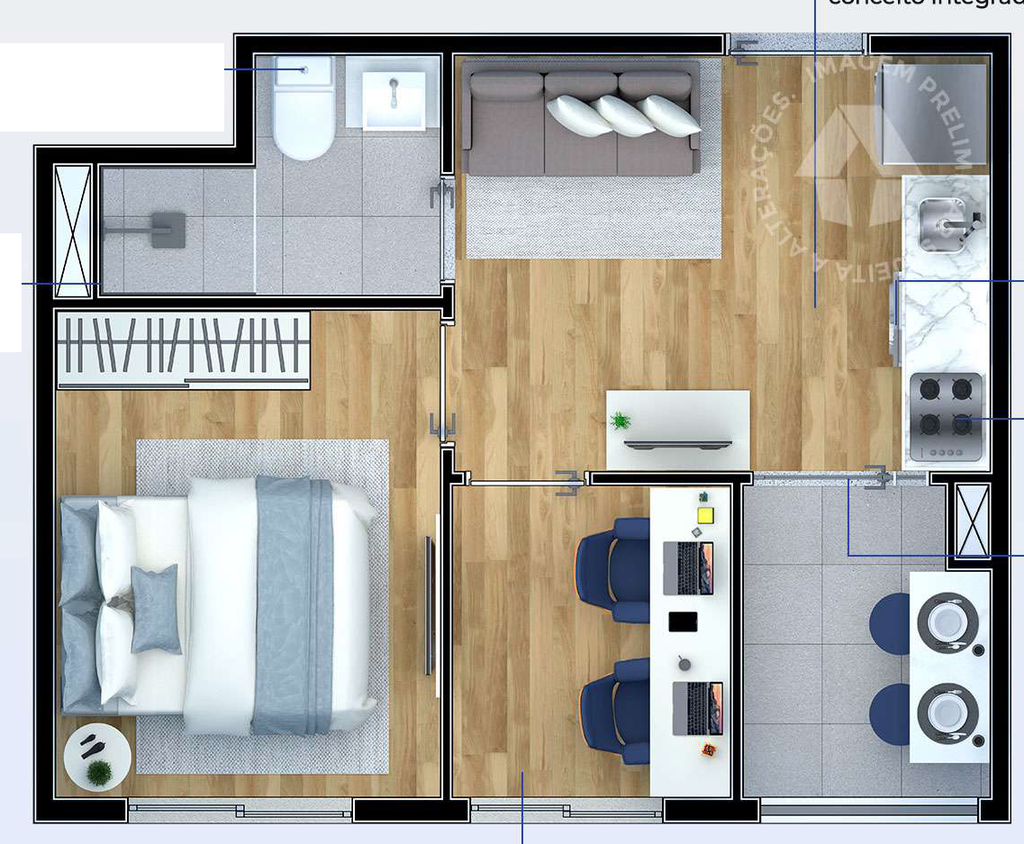 Planta 03 - 2 dorm 29m