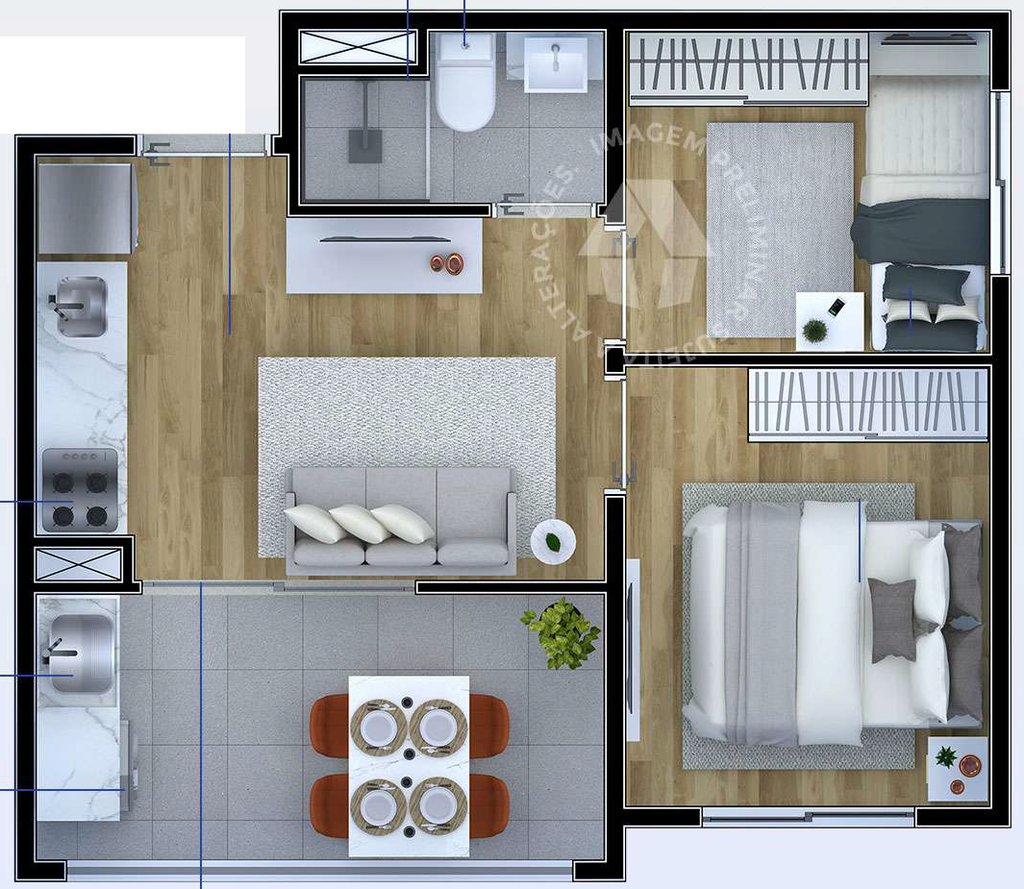 Planta 04 - 2 dorm 35m