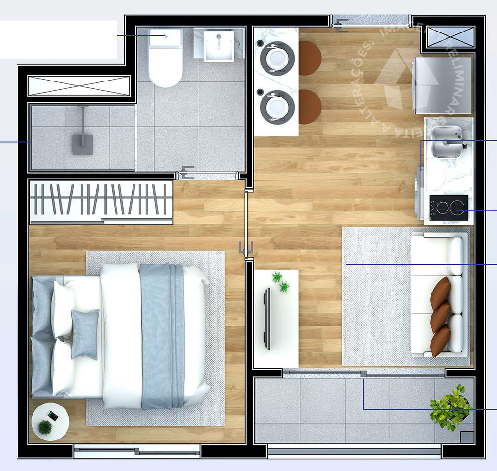 Planta 02 - 1 dorm 24m