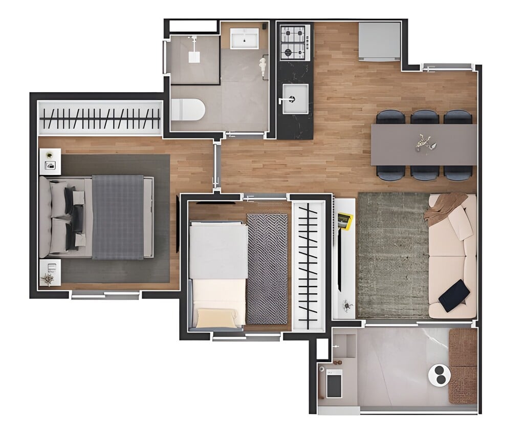 Planta 02 - 2 dorm 40m